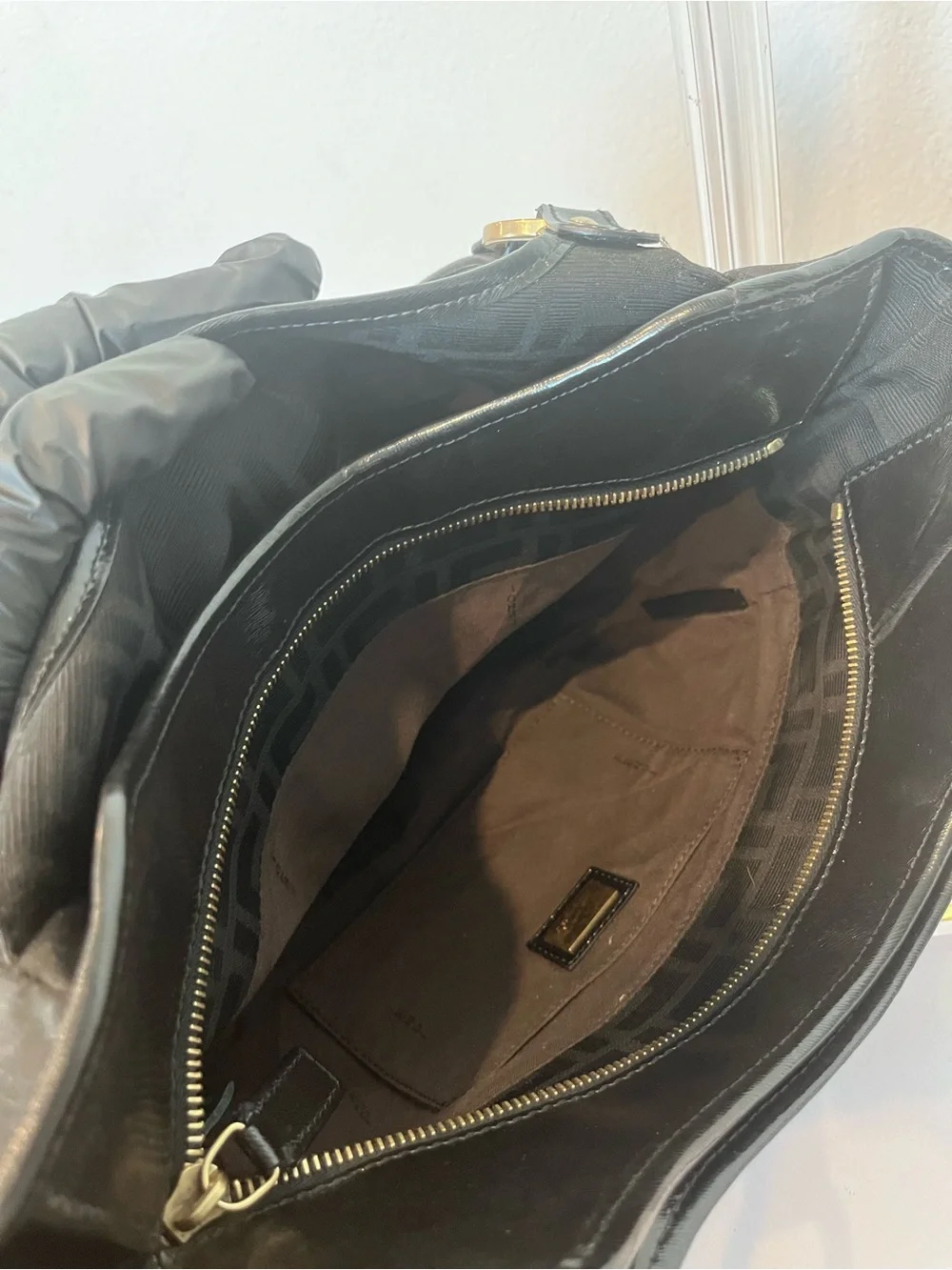 FENDI ZUCCA BLACK CHEF SHOULDER BAG.